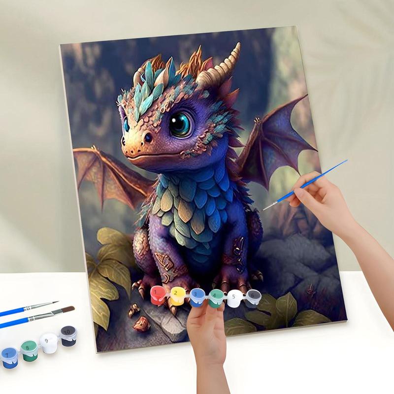 DIY Painting By Numbers Kit, Dragon Pattern DIY Oil Painting without Frame, Wall Art Decor for Home Living Room Bedroom