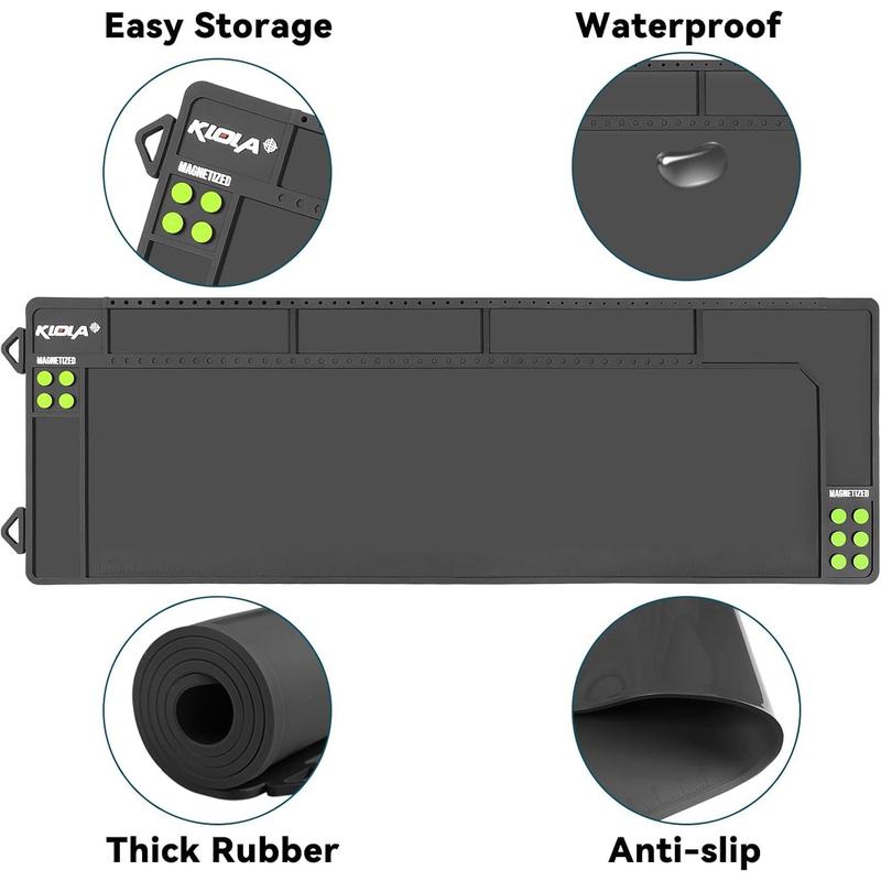 Shotgun Gun Cleaning Mat Large, Magnetic Gun Cleaning Mats for All Guns, Anti-Slip Rifle Gun Mat with Organizer Parts Tray, Protective Workbench Cleaning Pad Inch Ruler