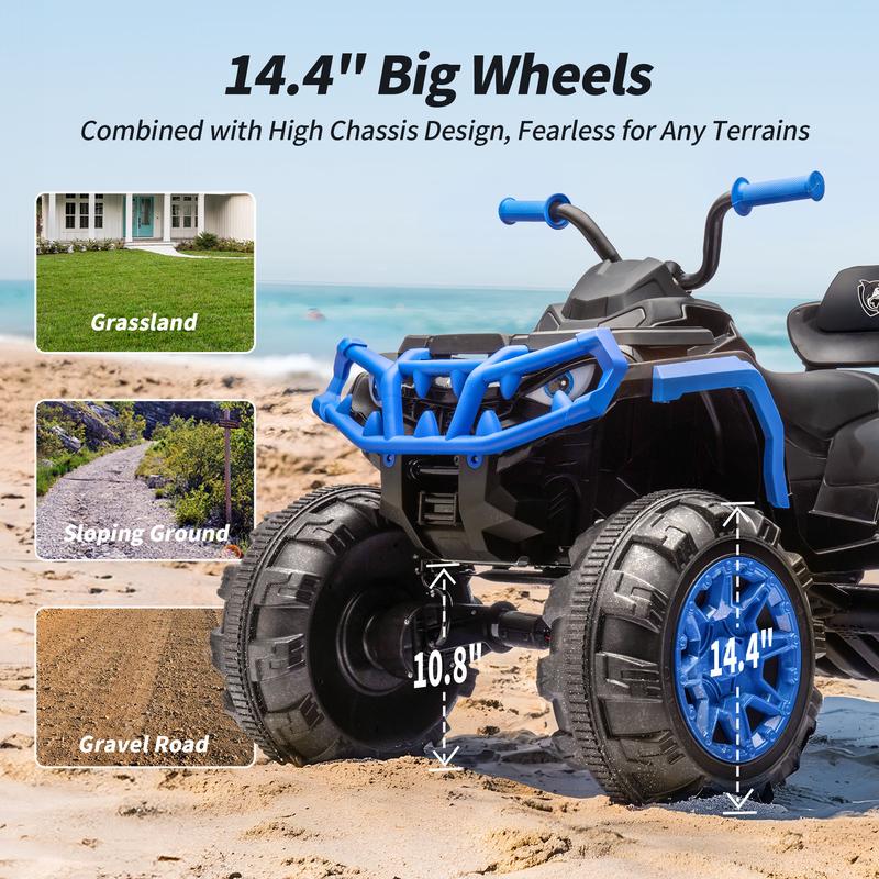 Hikiddo 24V Kids ATV 4 Wheeler, 24V 4WD Electric ATV Ride On Toy for Kids, 4×200W Motor, 5.6 MPH Max Speed