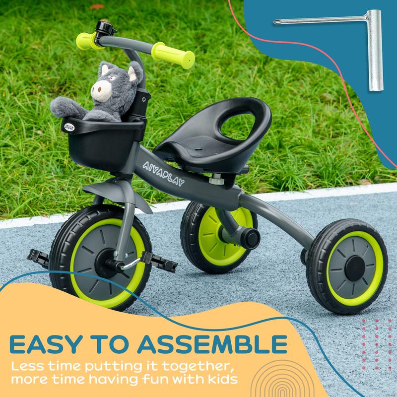 Tricycle for Toddlers Ages 2-5, featuring an adjustable seat, bell, basket, and secure handlebar grips for smooth and safe rides!   car wiggle  car Adjustable Toddler remote control