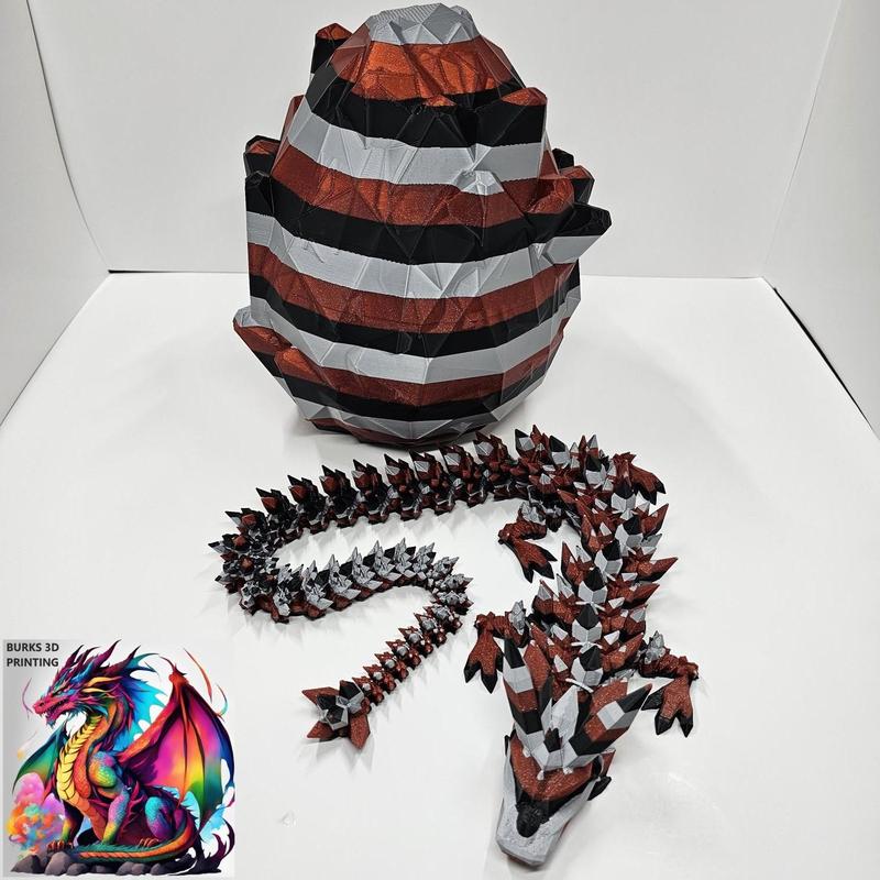 XXL Sparkle Red, Silver, and Black Crystal Dragon with Matching Egg Over 29Inches!