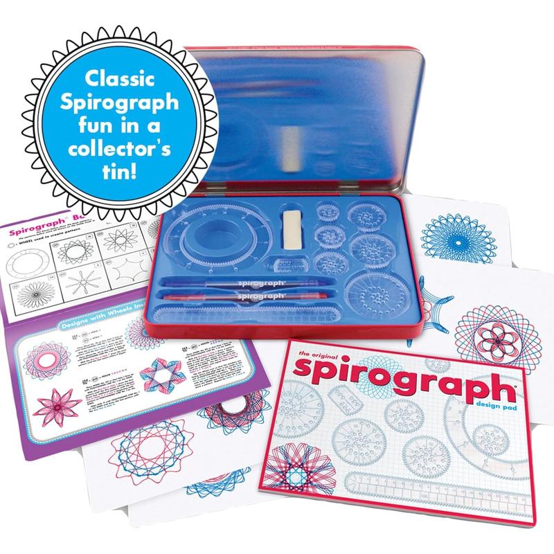 Spirograph Design Set Collectors Tin – Arts and Crafts, Kids Toys, Art Supplies, Craft Supplies, Drawing Kit, Spiral Art, Classic Gear Design Kit, Pens, Design Sheet Included, Ages 8 and Up