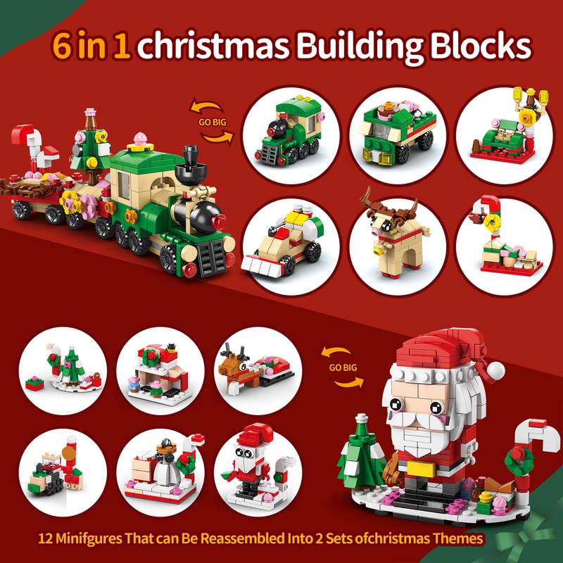 Christmas Building Advent Calendar 2024 for Kids Adults 14 Days Christmas House Building Blocks Countdown Calendar Gift, with 14 Models & 14-in-1 Surprise Blocks Ages 6+