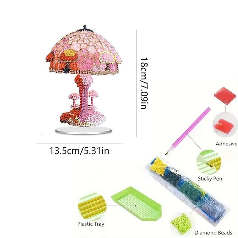 Mushroom Pattern Diamond Art Colorful Painting Desktop Ornament Summer Gift, Diy Decorative Diamonds Arts Colorful Painting Ornament, DIY Kits for Teens