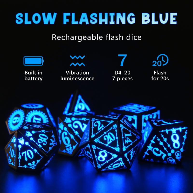 Light up Dice, Rechargeable Dice Set D&D Electronic Flashing LED Dice with Charging Case Glow in The Dark Dice for Role Playing Game RPG Dice dnd dice