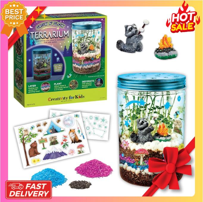 Creativity for Kids Grow 'N Glow Terrarium Kit for Kids - Educational Science Kits Ages 6-8+, Kids Gifts for Boys and Girls, Craft and STEM Projects