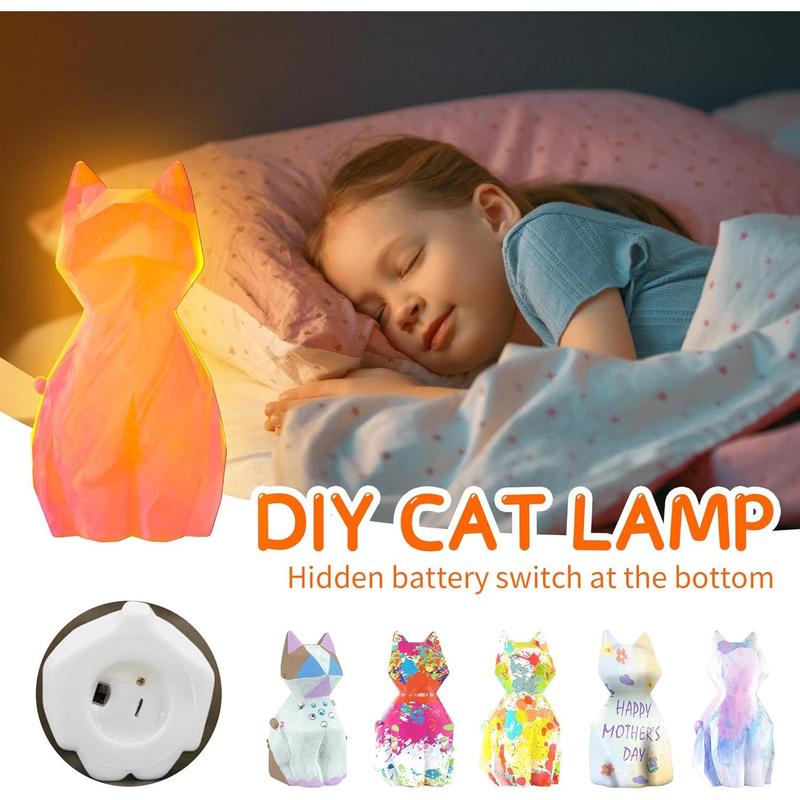 LBOLYUMEG Paint Your Own Cat Lamp Kit, Art Supplies Arts and Crafts for Kids Ages 8-12,Crafts for Girls 8-12,Night Light Kids Crafts Ages 4-8, Birthday Easter Gift for Girls Boys Age 3 4 5 6 7 8+(Cat)