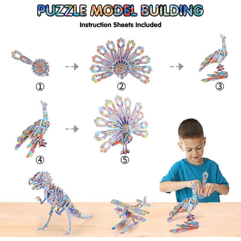 3D Coloring Puzzle Set, Arts and Crafts for Girls and Boys Age 6 7 8 9 10 11 12 Year Old, Fun Educational Painting Crafts Kit with Supplies for Kids, Birthday Toy Gift for Kids