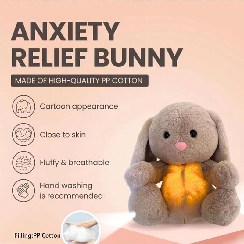 Breathing stuffed animal toys Soothe breathing plush animal anxiety for adults and children breathing and sound realistic breathing rabbit gifts