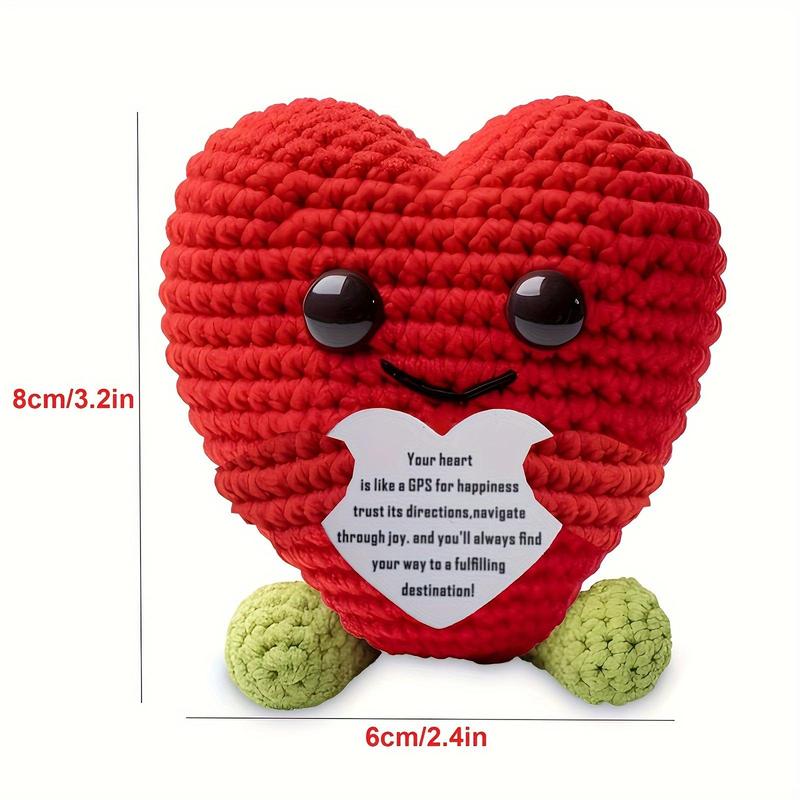 Funny Crochet Emotional Support Love with Positive Card, Cute Knitted Wool Doll, Cheer Up Toy for Birthday Party Decoration and Encouragement