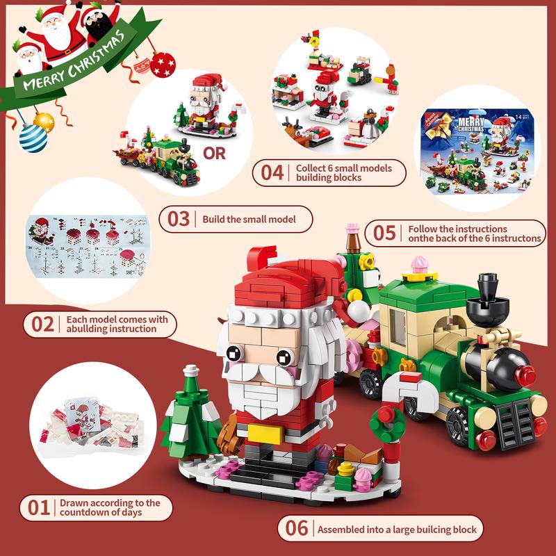 Christmas Building Advent Calendar 2024 for Kids Adults 14 Days Christmas House Building Blocks Countdown Calendar Gift, with 14 Models & 14-in-1 Surprise Blocks Ages 6+