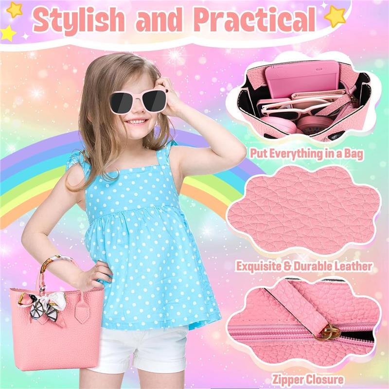 Christmas gift 35PCS Little Girl Purse Toy Set with Pretend Makeup, Princess Birthday Theme for Age 2-6 Girls, Pink