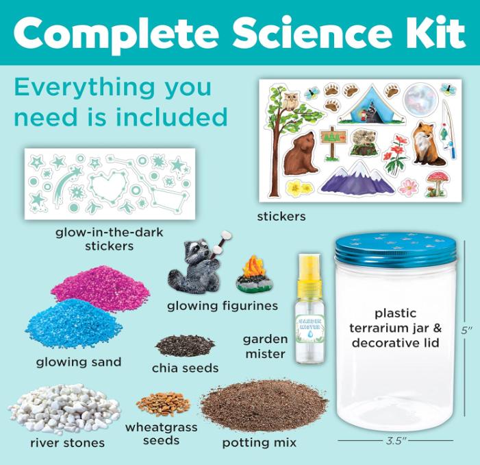 Creativity for Kids Grow 'N Glow Terrarium Kit for Kids - Educational Science Kits Ages 6-8+, Kids Gifts for Boys and Girls, Craft and STEM Projects