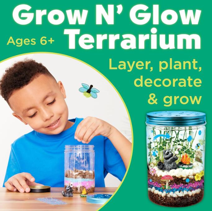 Creativity for Kids Grow 'N Glow Terrarium Kit for Kids - Educational Science Kits Ages 6-8+, Kids Gifts for Boys and Girls, Craft and STEM Projects