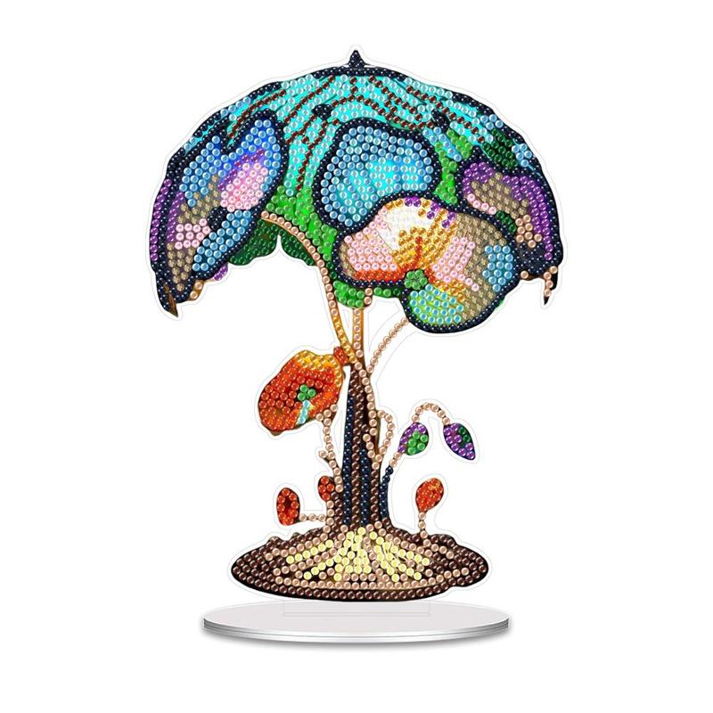 Mushroom Pattern Diamond Art Colorful Painting Desktop Ornament Summer Gift, Diy Decorative Diamonds Arts Colorful Painting Ornament, DIY Kits for Teens