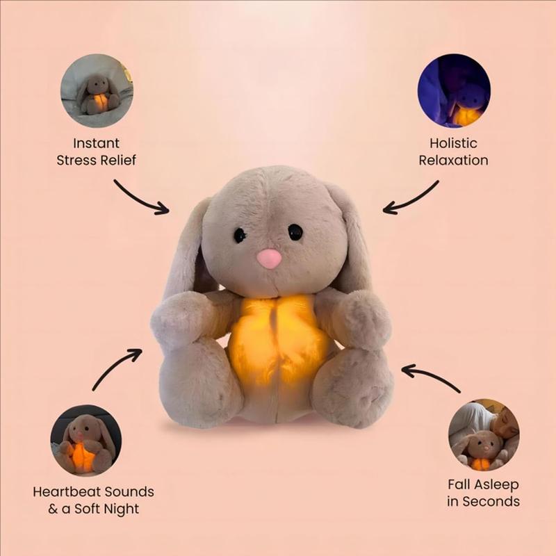 Breathing stuffed animal toys Soothe breathing plush animal anxiety for adults and children breathing and sound realistic breathing rabbit gifts