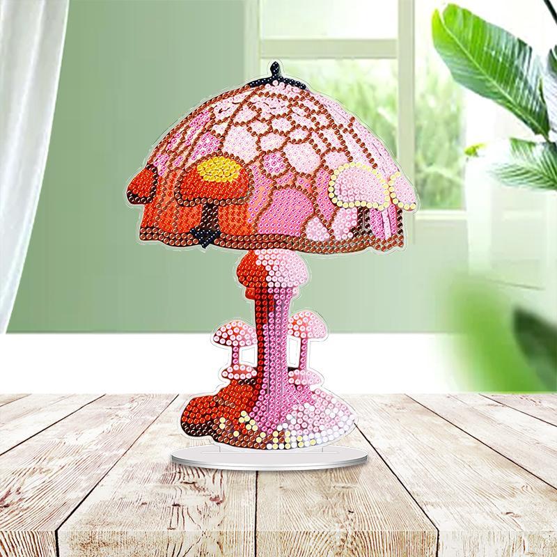 Mushroom Pattern Diamond Art Colorful Painting Desktop Ornament Summer Gift, Diy Decorative Diamonds Arts Colorful Painting Ornament, DIY Kits for Teens