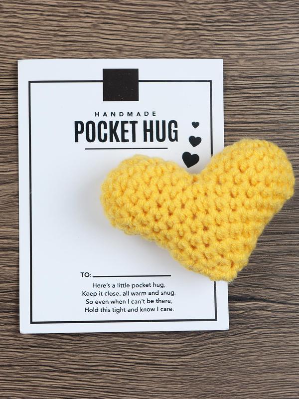 Handmade Crochet Heart Shaped Pocket Hug, Cute Heart Shaped Knitting Gift, Wedding Engagement Gift