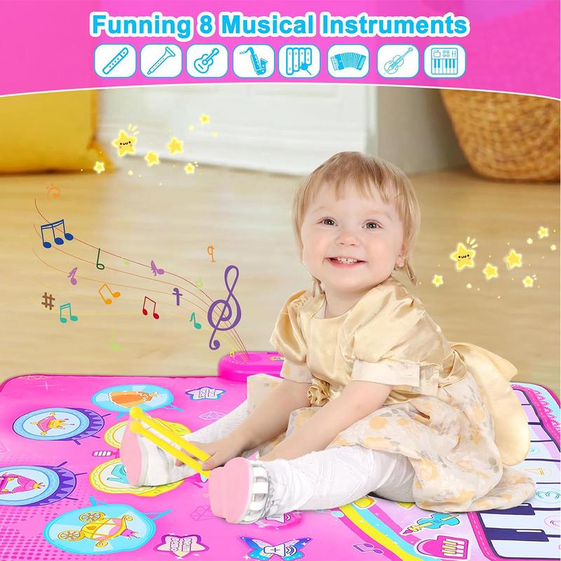 Baby Floor Musical Piano Keyboard Mat and Drum Mat Toy for 1 2 3 4 5 Years Old