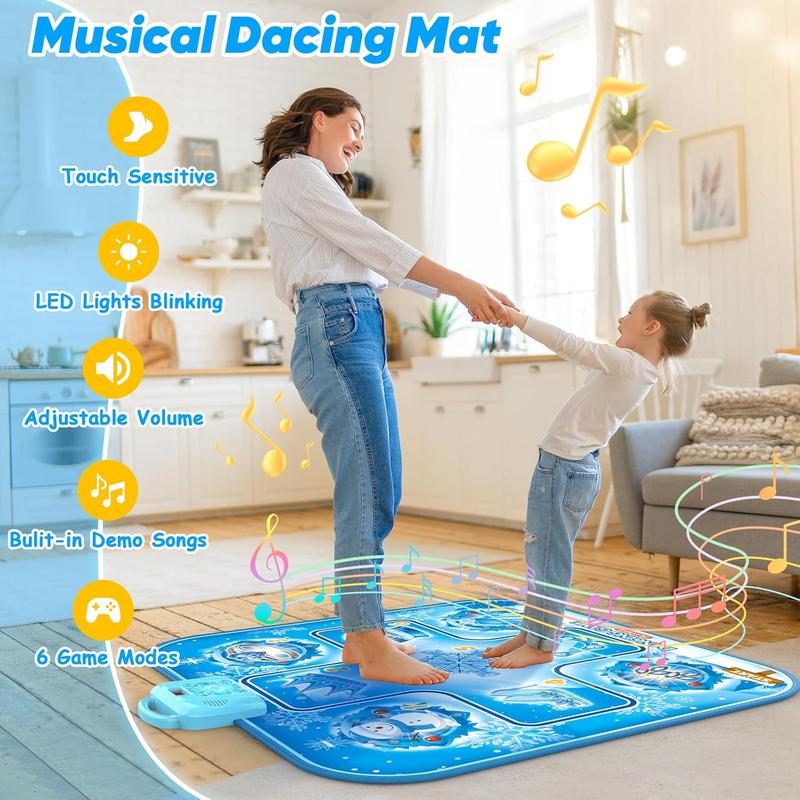 Dance Mat Toys for Girls Age 3 4 5 6 7 8-10 + Year Old, Girls Toys Age 6-8, Gifts for 3+ Year Old Girls, Dance Pad with LED Lights, 6 Game Modes, Built-in Music, Christmas Birthday Gifts for Kids