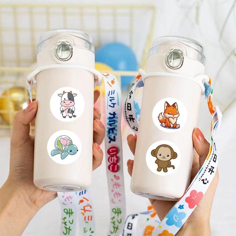 Cartoon Animal Pattern Sticker (500pcs roll), Self Adhesive Decorative Sticker, DIY Decals for Water Bottle, Laptop, Phone Case, Scrapbooking, Journal Making