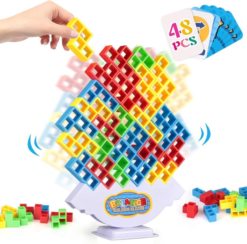 [CHRISTMAS DEAL 2024] Tetra Tower Game, Stack Attack Family Board for 2 Players Family Games, Building Blocks Stacking Balance Games ToyS