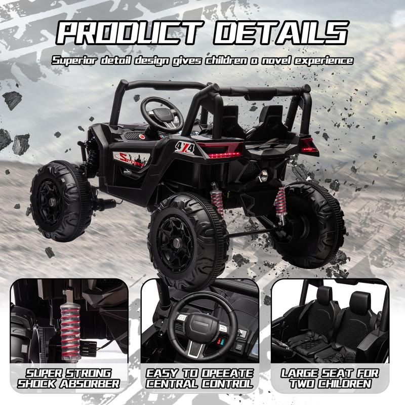 24V Ride On XXL UTV car for kid,2seater with two safety belts, Side by Side 4x4 Ride on Off-Road Truck with Parent Remote Control, Battery Powered Electric Car w High Low Speed, two safety belts.