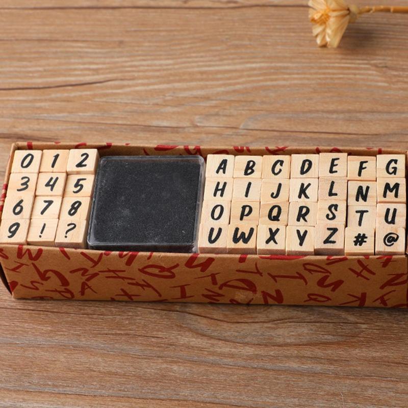 Wooden Alphabet Number Stamp, 40pcs set Alphabet Number Stamp with Ink, DIY Scrapbooking Stamping Supplies for Journaling, Scrapbooking, Fidget Toys, Scrapbook Supplies, DIY Toys, Christmas Gift