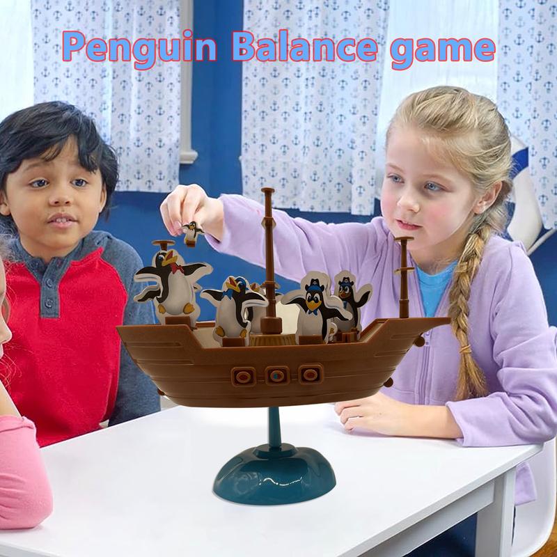 Funny Pirate Boat Penguin Balancing Board Game Desktop Interactive Kids Toy, Penguin Pirate Boat Balancing Game Children Educational Game