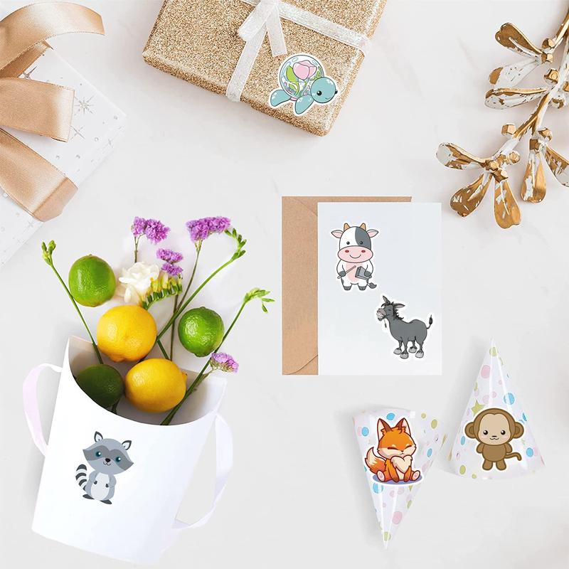 Cartoon Animal Pattern Sticker (500pcs roll), Self Adhesive Decorative Sticker, DIY Decals for Water Bottle, Laptop, Phone Case, Scrapbooking, Journal Making