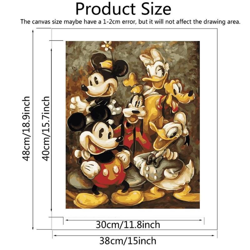 Mickey Mouse and Minnie Mouse Painting By Numbers Kit, Cartoon Wall Decoration with Tools, DIY Painting Supplies for Beginners