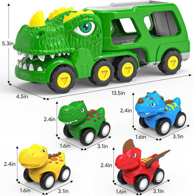 Toddler Car Toys for 1 2 3 4 5 Year Old Boy, 5-in-1 Dinosaur Vehicle Trucks Toys for Toddlers 1-3 with Sounds & Lights Toys for Boys 4-7 Toys for Age 2-4 Dinosaur Toys for Kids 3-5