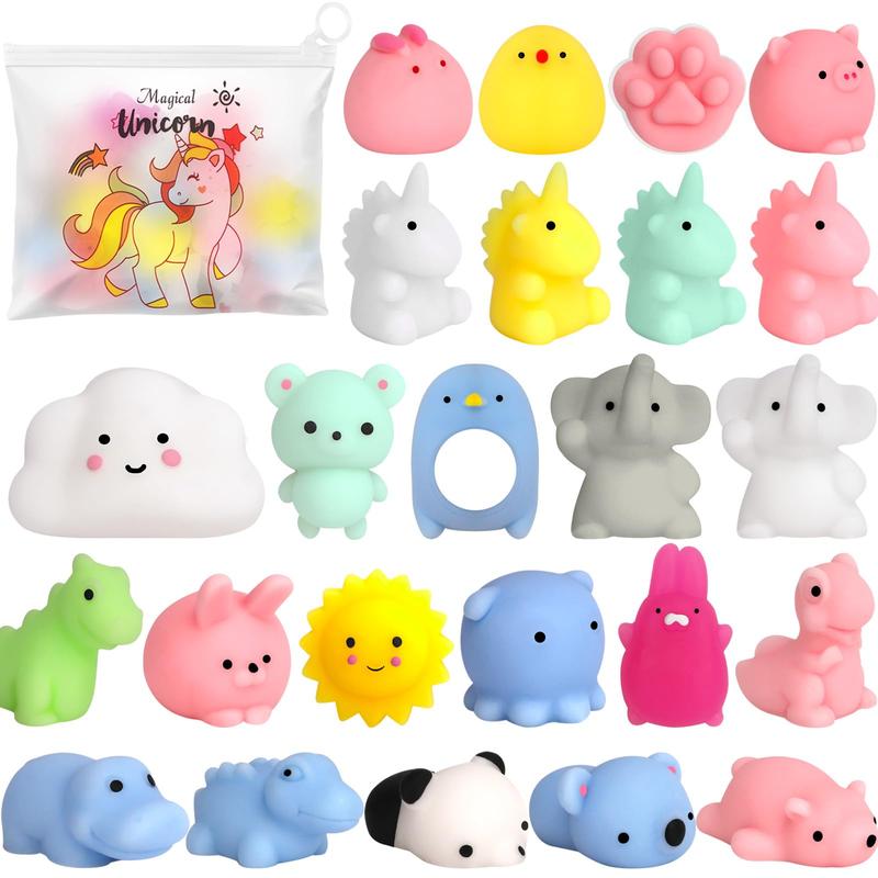 25pack Mochi Squishy Toys, Mini Kawaii Squishies Animals with Storage Bag Party Favor for Kids Stress Relief Toys Classroom Prizes Easter Basket Stuffers for Boys and Girls Age