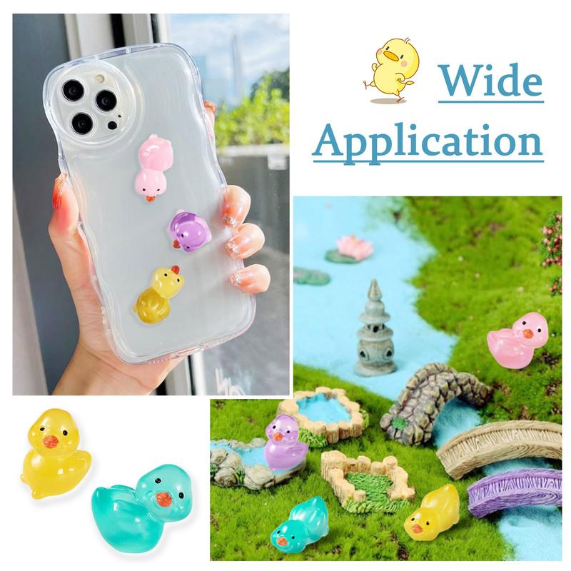 Random Color Luminous Mini Resin Duck, 30 50pcs Glow in The Dark Animals Dollhouse Figurine, Assorted Cute Cabochons Small Glowing Toys, DIY Charms Ducks Ornaments for Garden Craft Landscape