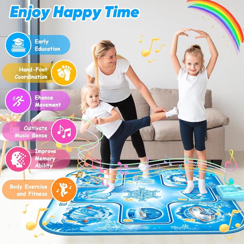 Dance Mat Toys for Girls Age 3 4 5 6 7 8-10 + Year Old, Girls Toys Age 6-8, Gifts for 3+ Year Old Girls, Dance Pad with LED Lights, 6 Game Modes, Built-in Music, Christmas Birthday Gifts for Kids