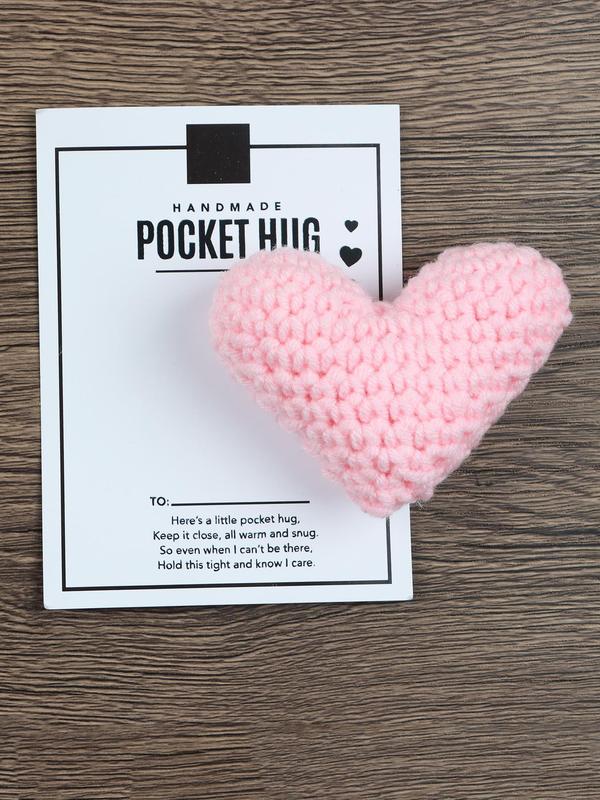 Handmade Crochet Heart Shaped Pocket Hug, Cute Heart Shaped Knitting Gift, Wedding Engagement Gift