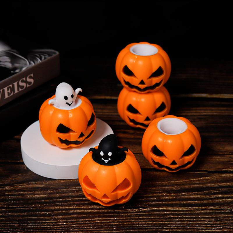 Two Color Halloween Pumpkin Scary Soft Toy Squeeze, Stress Relief Toy, Squeeze Sensory Ghost Toy, Trick or Treat Office Toy for Halloween Party Decoration