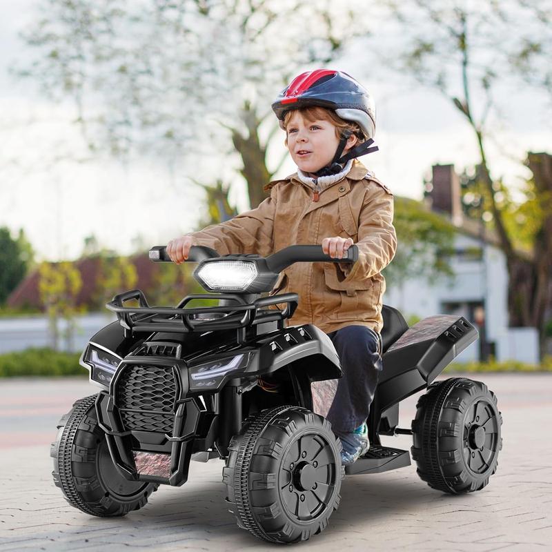 [ShopTab] costzon 6V Electric Kids ATV Quad, Battery Powered Electric Vehicle w Storage Basket, Headlight, Foot Pedal, Wear-Resistant Wheels