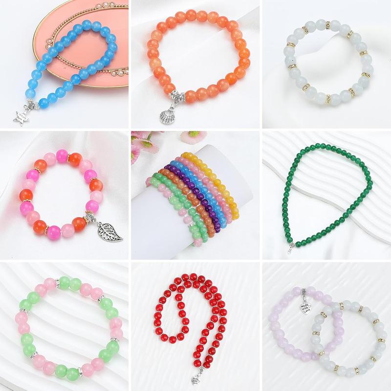 2005 count 60 Colors Glass Beads for  Making 8mm Glass Beads for Bracelets Round Beads Bracelet Making Kit for DIY Crafts Gifts Suitable for Women Adults Birthday Party