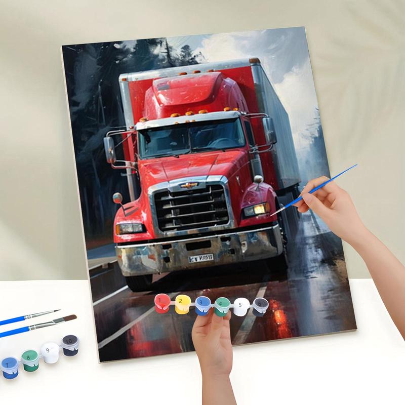 Truck Pattern DIY Painting By Numbers Kit Without Frame, 1 Set DIY Paint By Numbers Kit, Wall Art Decoration for Home Living Room Bedroom