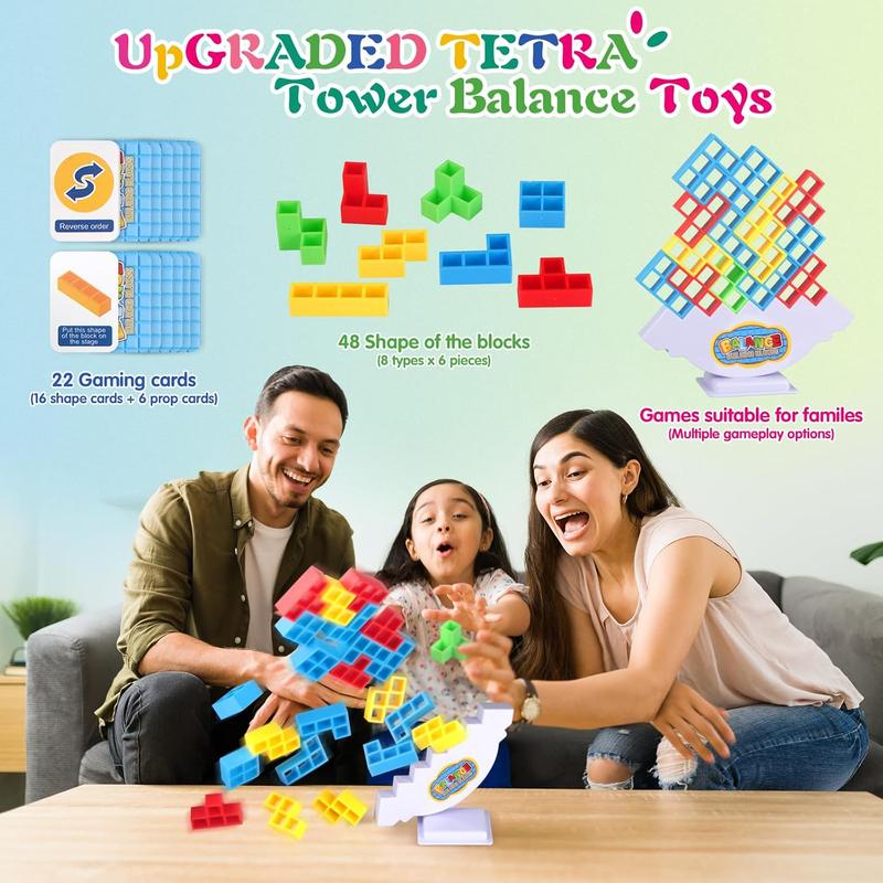 [CHRISTMAS DEAL 2024] Tetra Tower Game, Stack Attack Family Board for 2 Players Family Games, Building Blocks Stacking Balance Games ToyS