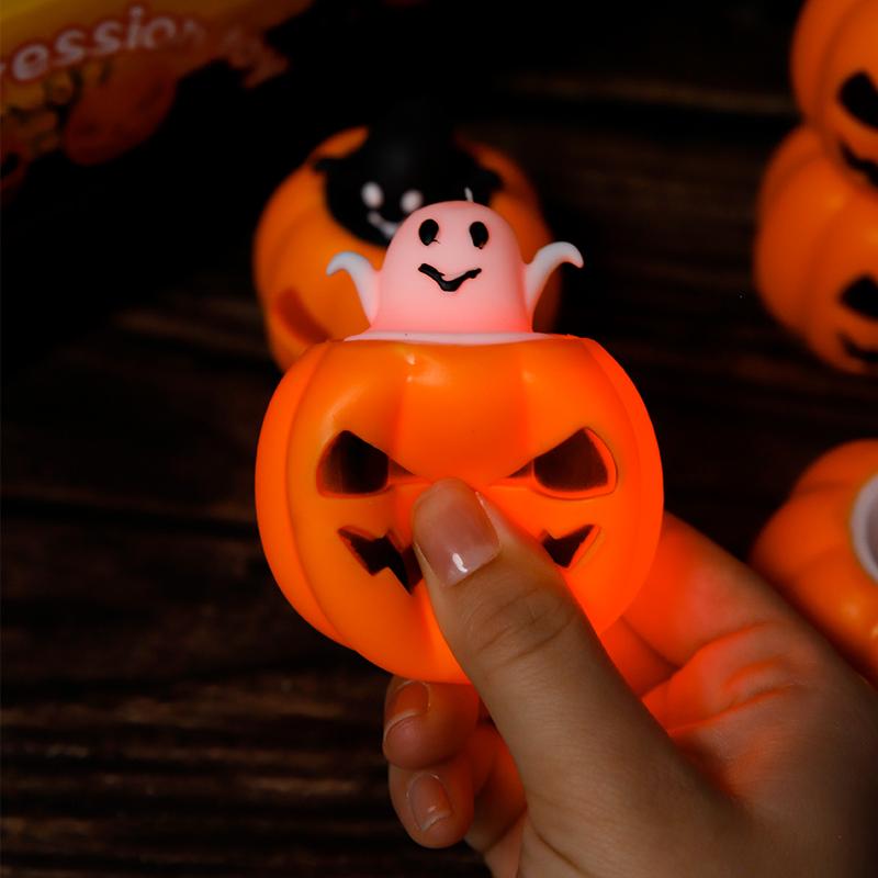 Two Color Halloween Pumpkin Scary Soft Toy Squeeze, Stress Relief Toy, Squeeze Sensory Ghost Toy, Trick or Treat Office Toy for Halloween Party Decoration