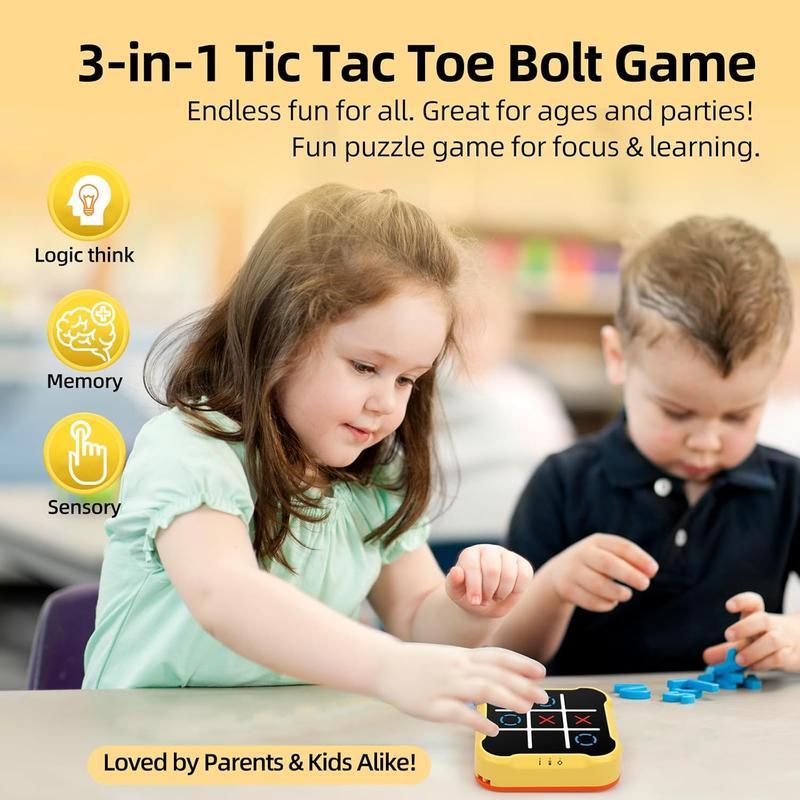 Tic Tac Toe Bolt Game, Handheld Electric Puzzle Game Console, Gift Ideal for Kids and Adults' Birthday, Electronic Board Games for Educational and Memory Growth, Portable Travel Games for Car Ride