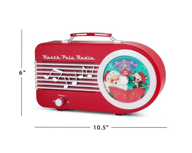 Mr. Christmas Vintage North Pole Radio Holiday Jukebox Christmas Decoration Music Box, 10.5 Inches, Red