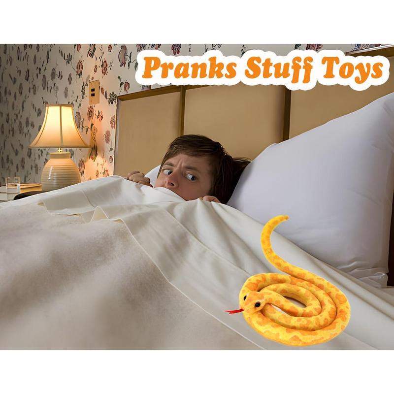 3.6-foot-long soft snake doll, cute plush animal plush prank toy, children's gift, children, birthday, Halloween, Christmas, home decoration (yellow)