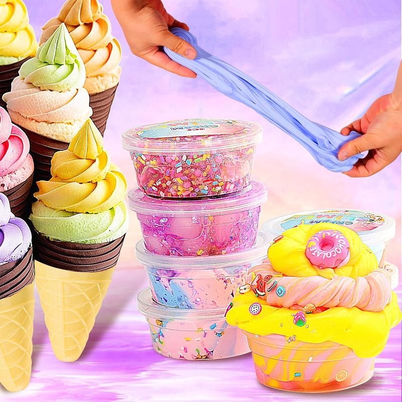 Butter Slime Kit Ice Cream Slime,Slime Making Kit,Stretchy and Non-Sticky,Stress Relief Toys, Party Favors for Kids Girls and Boys