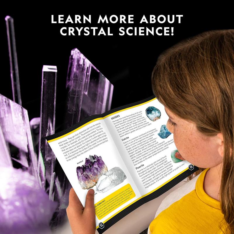 NATIONAL GEOGRAPHIC Mega Crystal Growing Kit for Kids- Grow 8 Crystals with Light-Up Stand, Science Gifts for Kids 8-12, Crystal Making Experiment, Science Kit for Girls and Boys