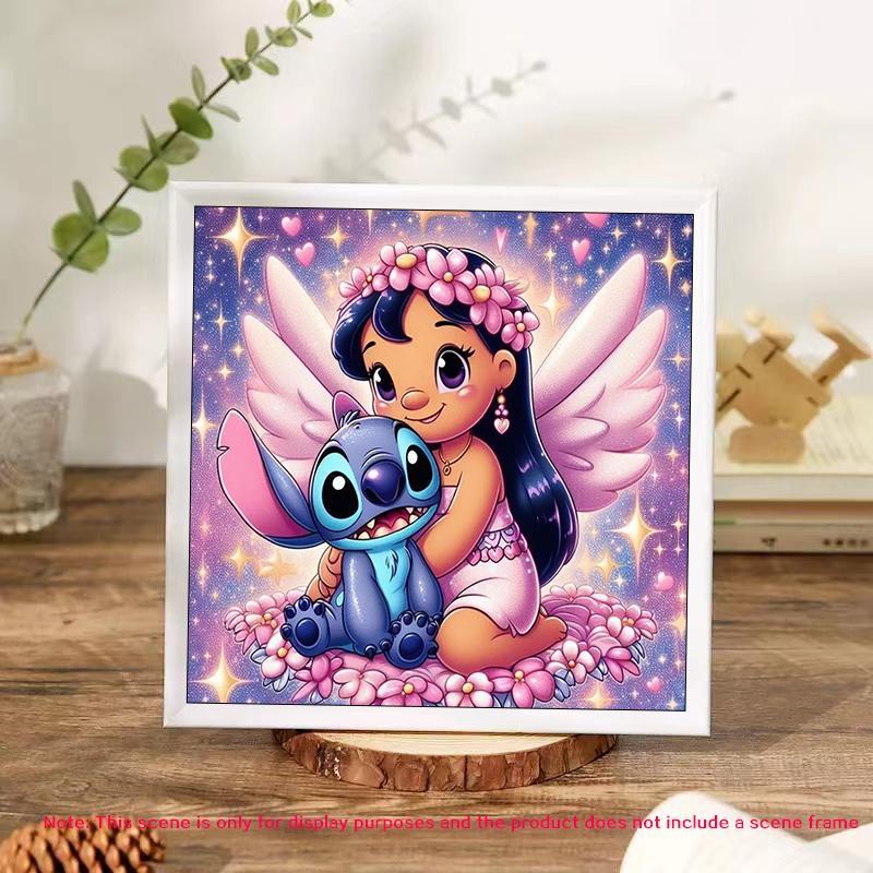 Cartoon Lilo & Stitch Pattern Diamond Arts Colorful Painting Kit, DIY 5D Diamond Arts Crafts without Frame, Wall Art Decorations for Home