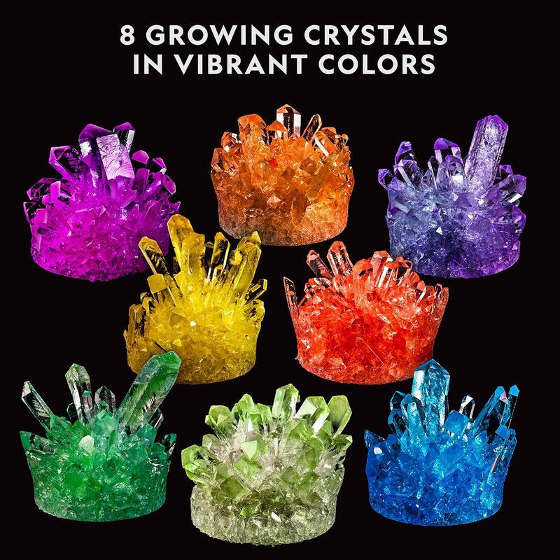 NATIONAL GEOGRAPHIC Mega Crystal Growing Kit for Kids- Grow 8 Crystals with Light-Up Stand, Science Gifts for Kids 8-12, Crystal Making Experiment, Science Kit for Girls and Boys