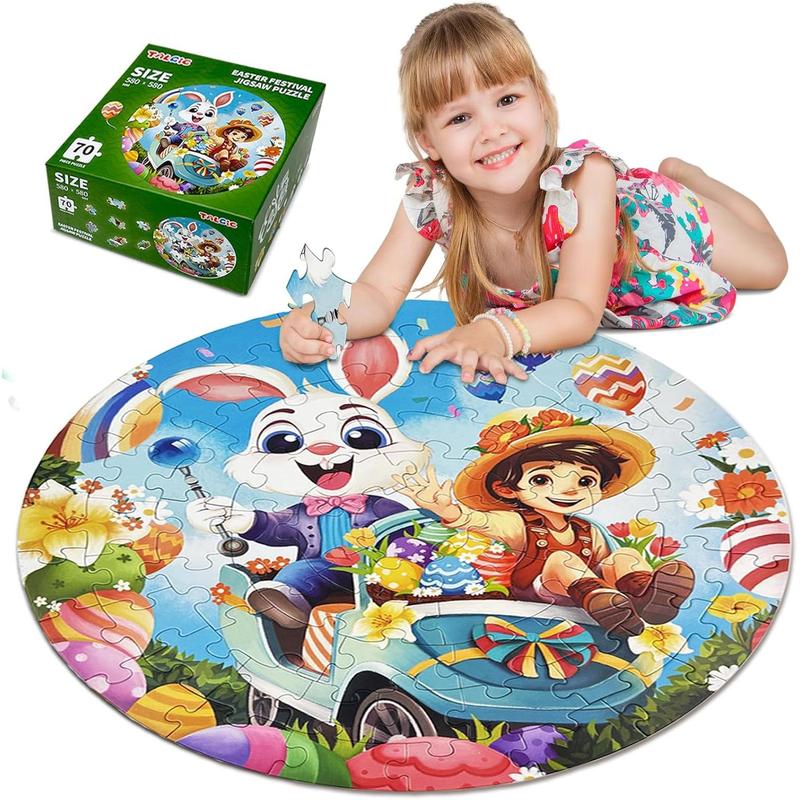 Puzzles for Kids Ages 4-6, 70 Piece Educational Round Floor Puzzles for Kids Ages 3-5, Toddler Farm Puzzles with Animals & Barn, Popular Preschool Toys & Gift Kids Puzzles Ages 3 4 5 6 7 8 9 10